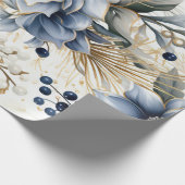 Elegant Blauw & Goud Kerstpapier Cadeaupapier (Hoek)