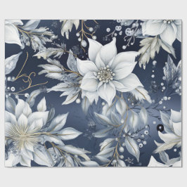 Elegant Blauw & Goud Kerstpapier Cadeaupapier