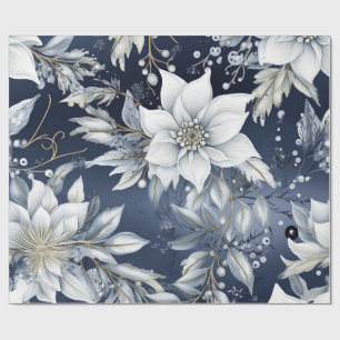 Elegant Blauw & Goud Kerstpapier Cadeaupapier