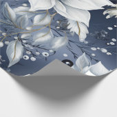 Elegant Blauw & Goud Kerstpapier Cadeaupapier (Hoek)