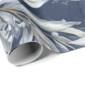 Elegant Blauw & Goud Kerstpapier Cadeaupapier (Rol Hoek)