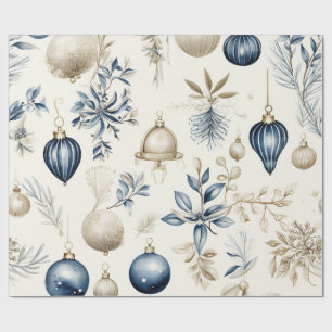 Elegant Blauw & Goud Kerstpapier Cadeaupapier
