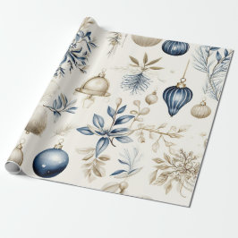 Elegant Blauw & Goud Kerstpapier Cadeaupapier