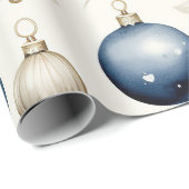 Elegant Blauw & Goud Kerstpapier Cadeaupapier (Rol Hoek)