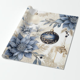 Elegant Blauw & Goud Kerstpapier Cadeaupapier