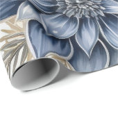 Elegant Blauw & Goud Kerstpapier Cadeaupapier (Rol Hoek)