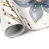 Elegant Blauw & Goud Kerstpapier Cadeaupapier (Rol Hoek)