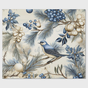 Elegant Blauw & Goud Kerstpapier Cadeaupapier