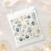 Elegant Blauw & Goud Kerstversiering Patroon Bedankzakje (Geknipt)