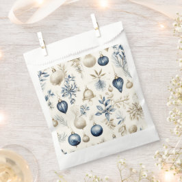 Elegant Blauw & Goud Kerstversiering Patroon Bedankzakje