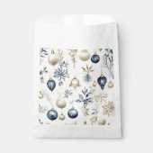 Elegant Blauw & Goud Kerstversiering Patroon Bedankzakje (Voorkant)