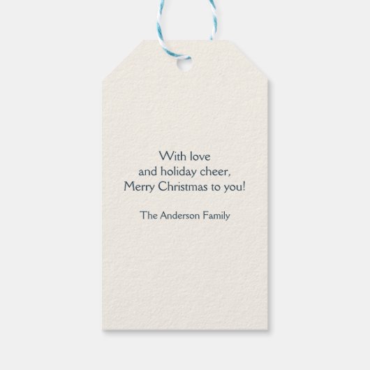 Elegant Blauw & Goud Kerstversiering Patroon Cadeaulabel (Achterkant)