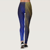 Elegant blauw goud kleuren leggings (Achterkant)