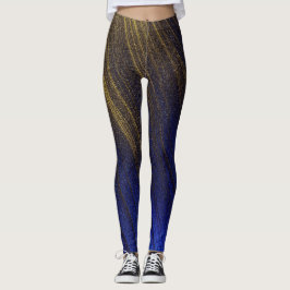 Elegant blauw goud kleuren leggings