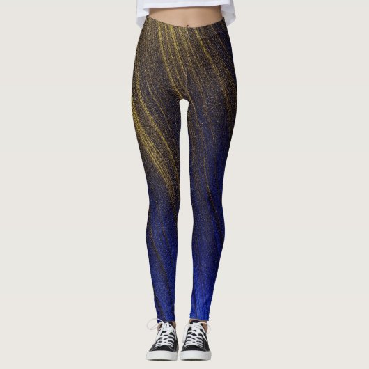 Elegant blauw goud kleuren leggings (Voorkant)
