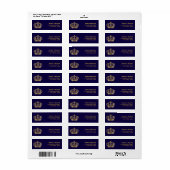 Elegant Blauw Goud Kroon Bruiloft Etiket (Full Sheet)
