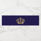 Elegant Blauw Goud Kroon Bruiloft Waterfles Etiket (Enkel label)