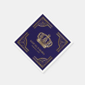 Elegant Blauw Goud  Kroonhuwelijk Servet (Hoek)