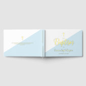 Elegant Blauw Goud Kruis Baby Doopsel Custom Gastenboek (Volledig)