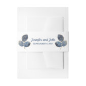 Elegant Blauw Goud Marmeren Botanische Bruiloft Uitnodigingen Wikkel (Voorkant Voorbeeld)