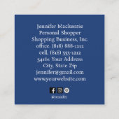 Elegant Blauw Goud Peacock Vrouw Vierkante Visitekaartje (Achterkant)