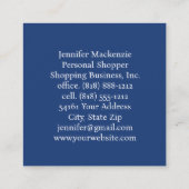 Elegant Blauw Goud Peacock Vrouw Vierkante Visitekaartje (Achterkant)