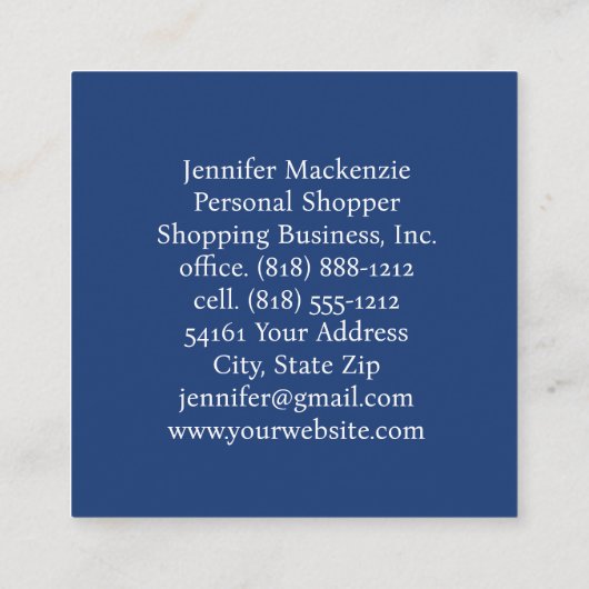 Elegant Blauw Goud Peacock Vrouw Vierkante Visitekaartje (Achterkant)