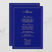 Elegant Blauw Goud Script Bruiloft Menu (Voorkant / Achterkant)