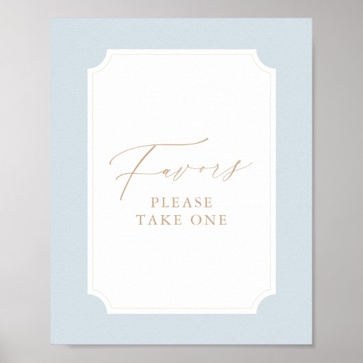 Elegant Blauw Goud Script Doop Favorieten teken Poster (Voorkant)