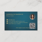 Elegant Blauw & Goud Skelet Sleutel Notaris Openba Visitekaartje (Achterkant)