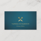 Elegant Blauw & Goud Skelet Sleutel Notaris Openba Visitekaartje (Voorkant)