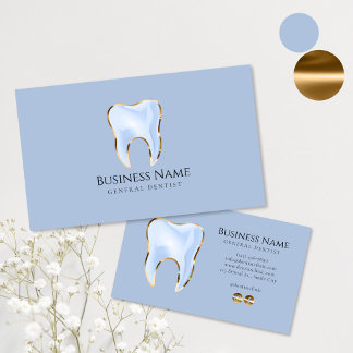Elegant Blauw Goud Tandarts Visitekaartje Ontwerp