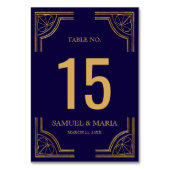 Elegant Blauw Goud  Trouwtafel Nummer Kaart (Voorkant)