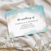 Elegant blauw goud Waterverf foto bruiloft Gastenboek