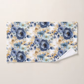 Elegant Blauw Goud Wit Bloemen Rozen Handdoek Set (Handdoek)