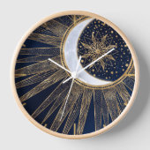 Elegant Blauw Goud Zon Maan Mandala (Voorkant)