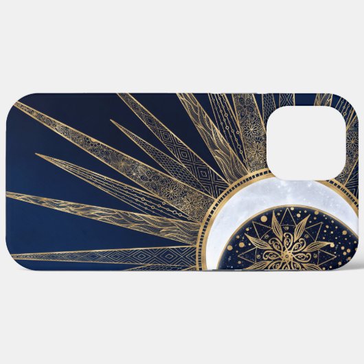 Elegant Blauw Goud Zon Maan Mandala Case-Mate iPhone Case (Achterkant (horizontaal))