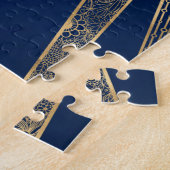 Elegant Blauw Goud Zon Maan Mandala Legpuzzel (Zijkant)