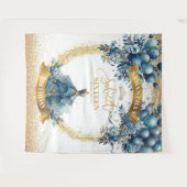 Elegant Blauw § Gouden jurk Sweet 16 Verjaardag Wandkleed (Voorkant (horizontaal))