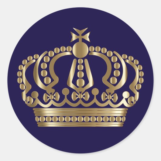 Elegant Blauw Gouden Kroon Envelop Seal Ronde Sticker (Voorkant)
