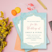 Elegant Blauw Gouden Lijst Minimalistische Bruilof Kaart