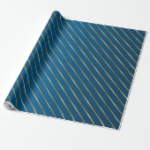 Elegant blauw goudstriped omslagpapier cadeaupapier (Uitgerold)