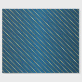 Elegant blauw goudstriped omslagpapier cadeaupapier (Vlak)