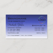Elegant blauw gradiënt palmbladermonogram en Logo Visitekaartje (Achterkant)