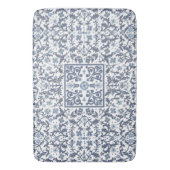 Elegant Blauw Grafisch Bloempatroon Badmat (Voorkant Verticaal)