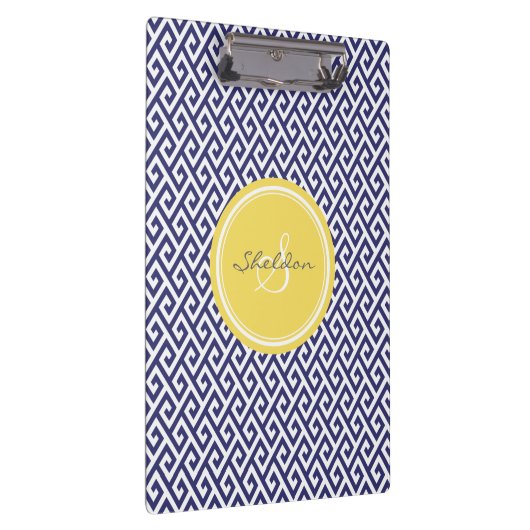 Elegant blauw Grieks zeer belangrijk geometrisch Klembord (Rechts)