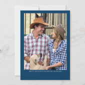 Elegant blauw grijs 2 foto verlovingsfeest kaart (Achterkant)