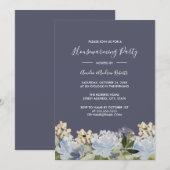 Elegant Blauw Grijs Bloemen Tuin Housewarming Kaart (Voorkant / Achterkant)