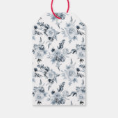 Elegant blauw grijs bloemenkrans bruiloft dank u cadeaulabel (Achterkant)