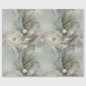 Elegant blauw, grijs en parelmoer swirls cadeaupapier (Vlak)